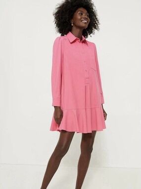 Tuckernuck Women’s Pink Shirt Dress with Ruffled Hem